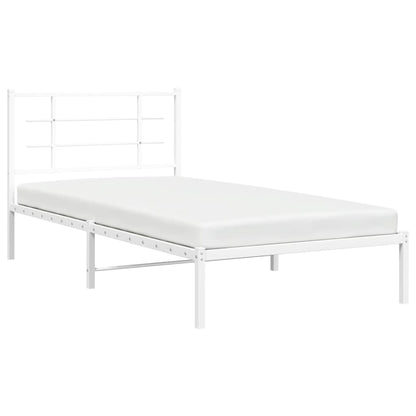 Metal Bed Frame without Mattress with Headboard White 100x200cm