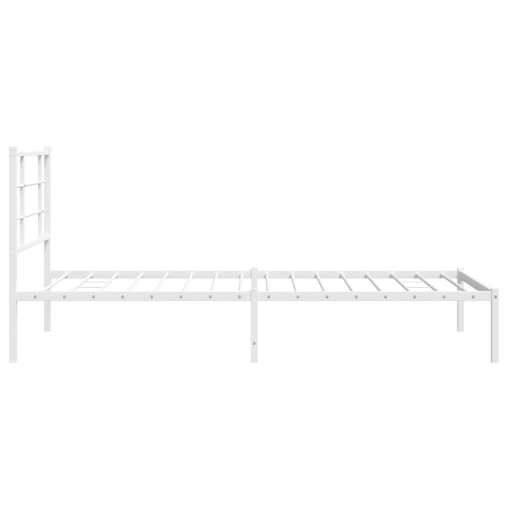 Metal Bed Frame without Mattress with Headboard White 100x200cm