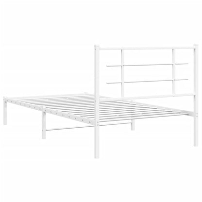Metal Bed Frame without Mattress with Headboard White 100x200cm