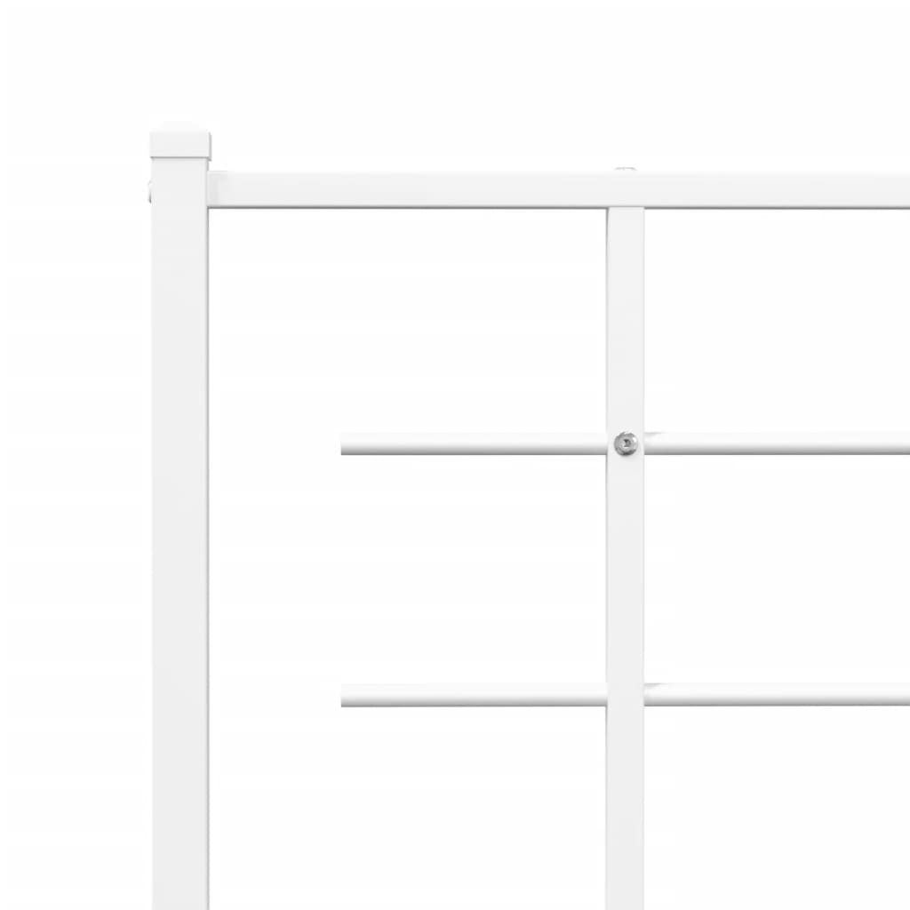 Metal Bed Frame without Mattress with Headboard White 107x203cm