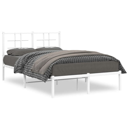 Metal Bed Frame without Mattress with Headboard White 120x190cm