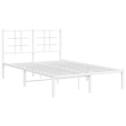 Metal Bed Frame without Mattress with Headboard White 120x190cm