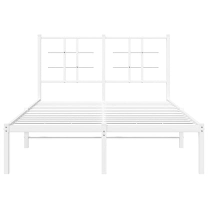 Metal Bed Frame without Mattress with Headboard White 120x190cm