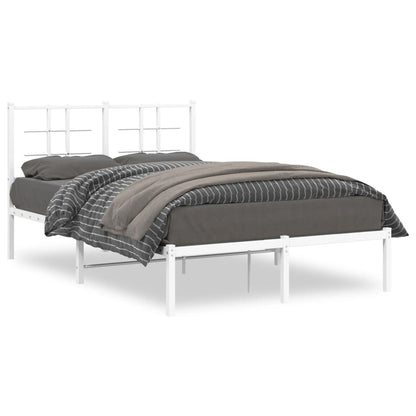 Metal Bed Frame without Mattress with Headboard White 120x200cm