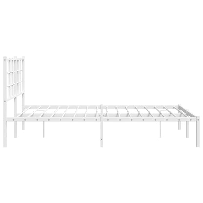 Metal Bed Frame without Mattress with Headboard White 135x190cm