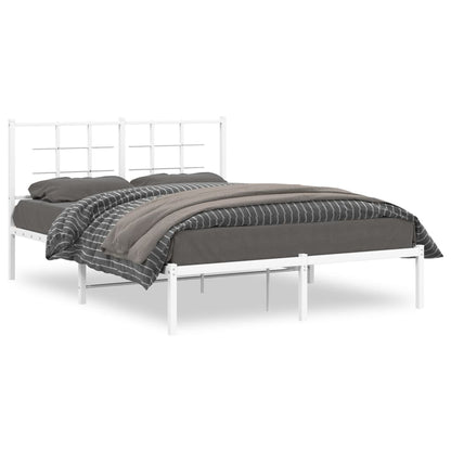 Metal Bed Frame without Mattress with Headboard White 140x190cm