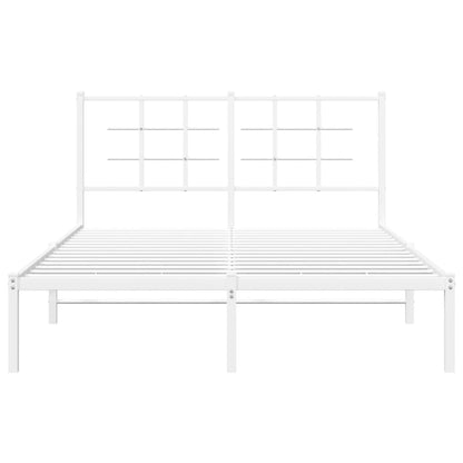 Metal Bed Frame without Mattress with Headboard White 140x200cm