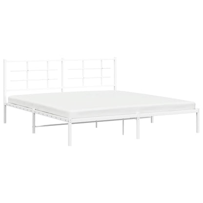Metal Bed Frame without Mattress with Headboard White 183x213cm