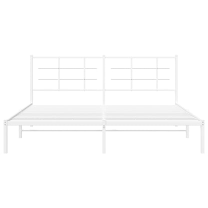 Metal Bed Frame without Mattress with Headboard White 183x213cm
