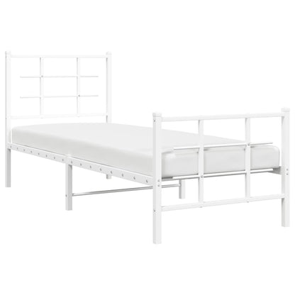 Metal Bed Frame without Mattress with Footboard White 80x200cm