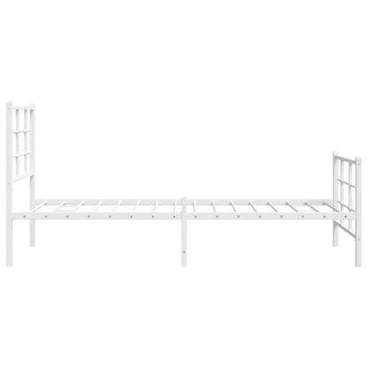 Metal Bed Frame without Mattress with Footboard White 80x200cm
