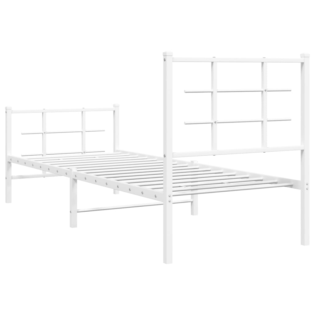 Metal Bed Frame without Mattress with Footboard White 80x200cm