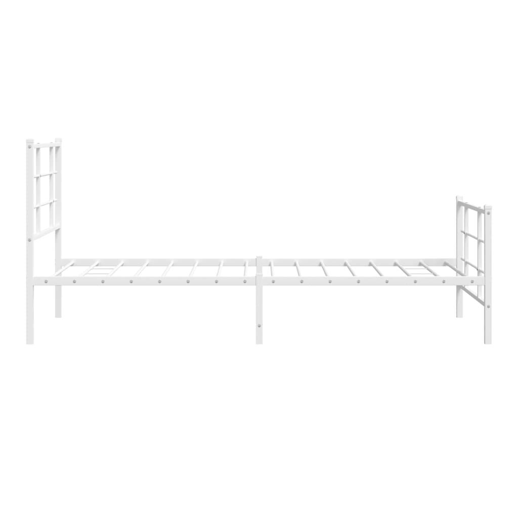 Metal Bed Frame without Mattress with Footboard White 90x190cm
