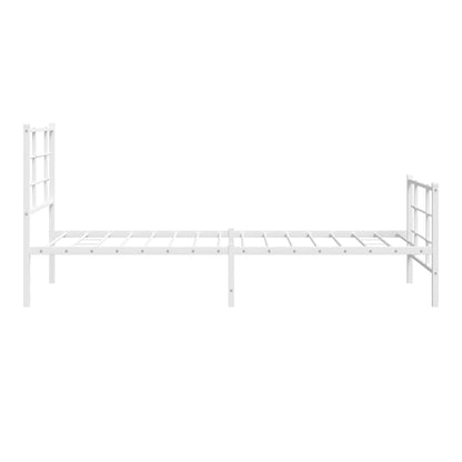 Metal Bed Frame without Mattress with Footboard White 90x190cm