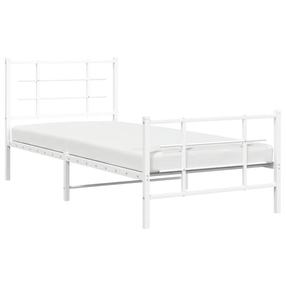 Metal Bed Frame without Mattress with Footboard White 90x200cm
