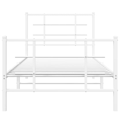 Metal Bed Frame without Mattress with Footboard White 90x200cm