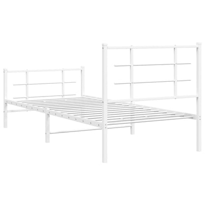 Metal Bed Frame without Mattress with Footboard White 90x200cm
