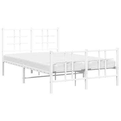 Metal Bed Frame without Mattress with Footboard White 120x200cm