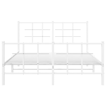 Metal Bed Frame without Mattress with Footboard White 140x190cm