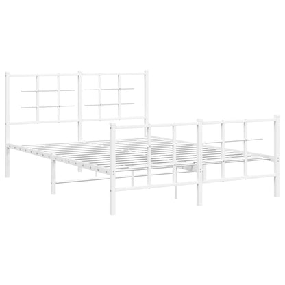 Metal Bed Frame without Mattress with Footboard White 140x200cm