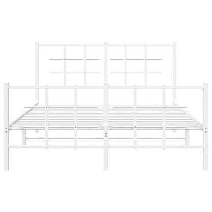 Metal Bed Frame without Mattress with Footboard White 140x200cm