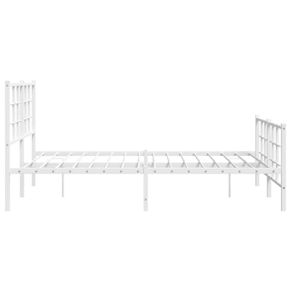 Metal Bed Frame without Mattress with Footboard White 140x200cm