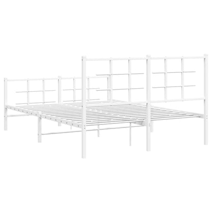 Metal Bed Frame without Mattress with Footboard White 140x200cm