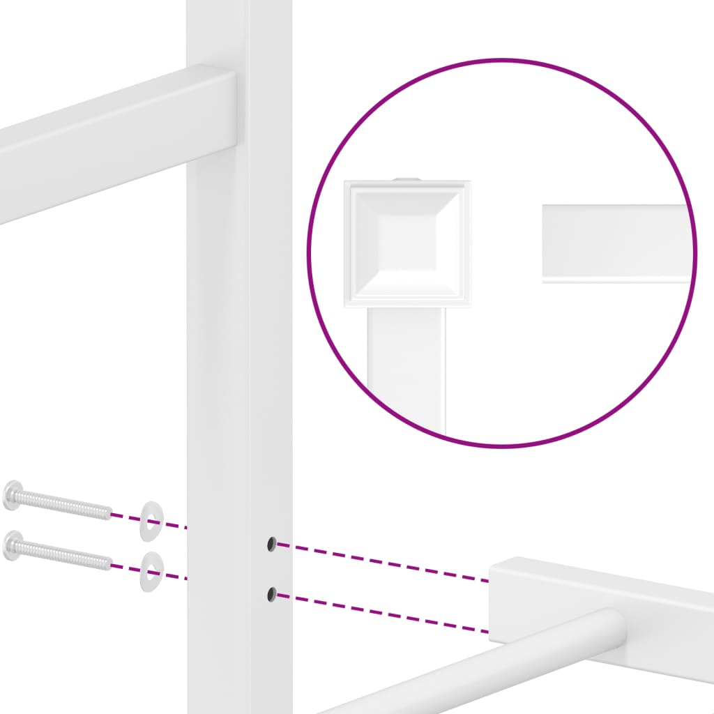 Metal Bed Frame without Mattress with Footboard White 140x200cm