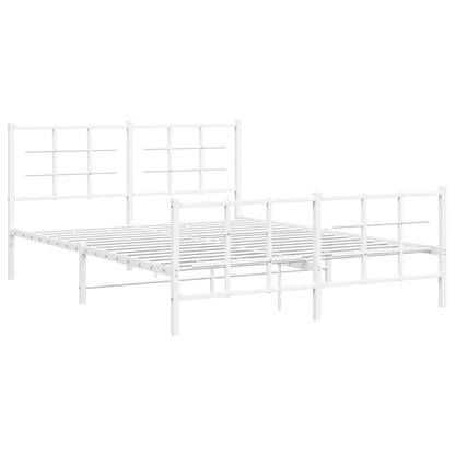 Metal Bed Frame without Mattress with Footboard White 150x200cm