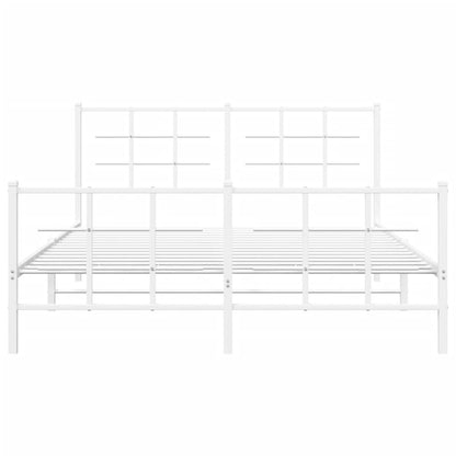 Metal Bed Frame without Mattress with Footboard White 150x200cm