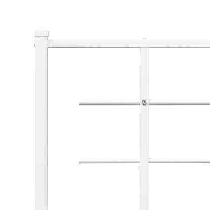 Metal Bed Frame without Mattress with Footboard White 150x200cm