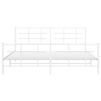 Metal Bed Frame without Mattress with Footboard White 183x213cm