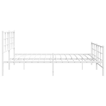 Metal Bed Frame without Mattress with Footboard White 183x213cm