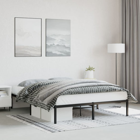 Metal Bed Frame without Mattress Black 150x200cm