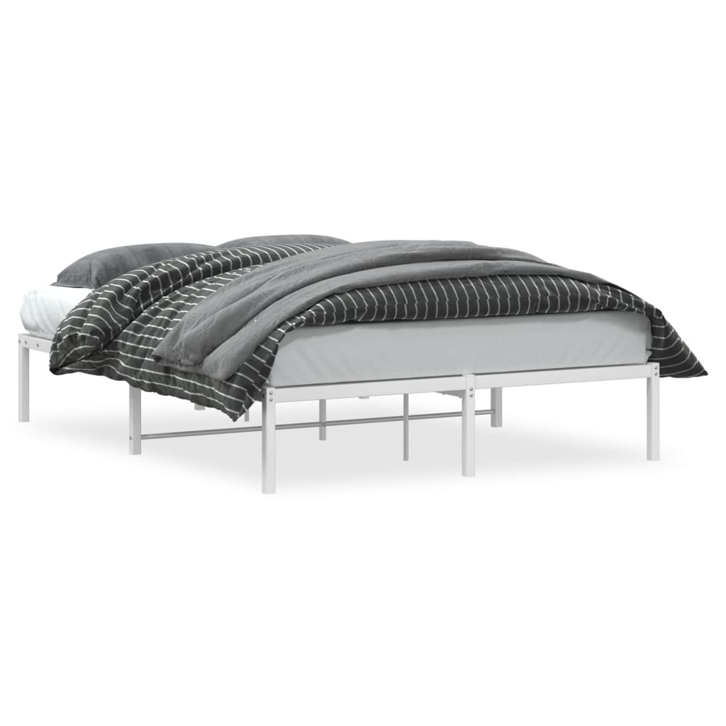 Metal Bed Frame without Mattress White 140x190cm