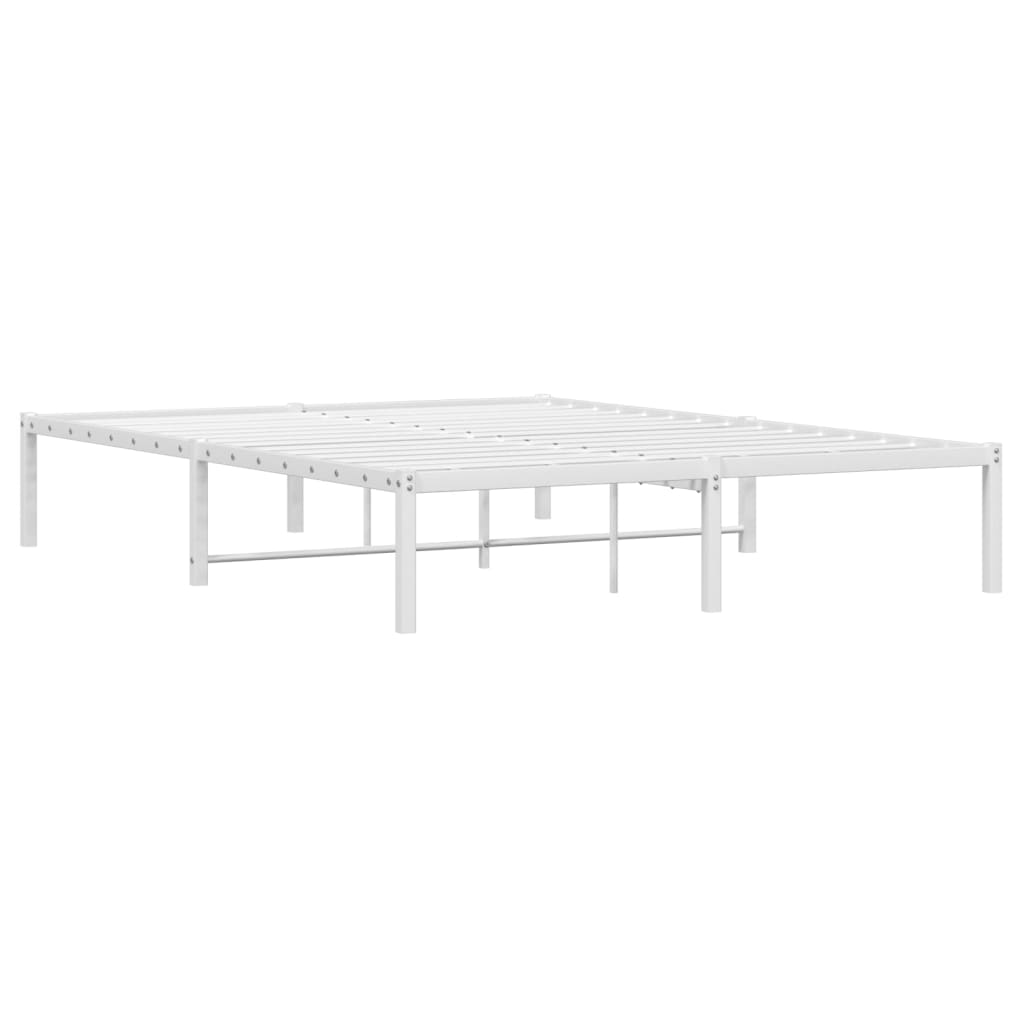 Metal Bed Frame without Mattress White 140x190cm