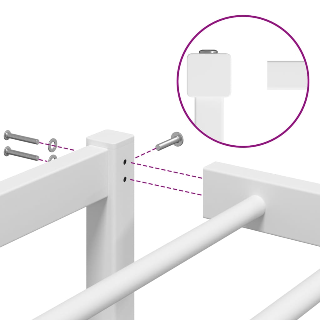 Metal Bed Frame without Mattress White 140x190cm