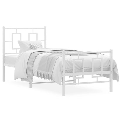 Metal Bed Frame without Mattress with Footboard White 80x200cm