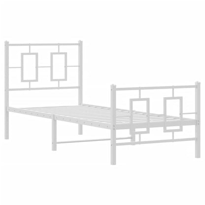 Metal Bed Frame without Mattress with Footboard White 80x200cm