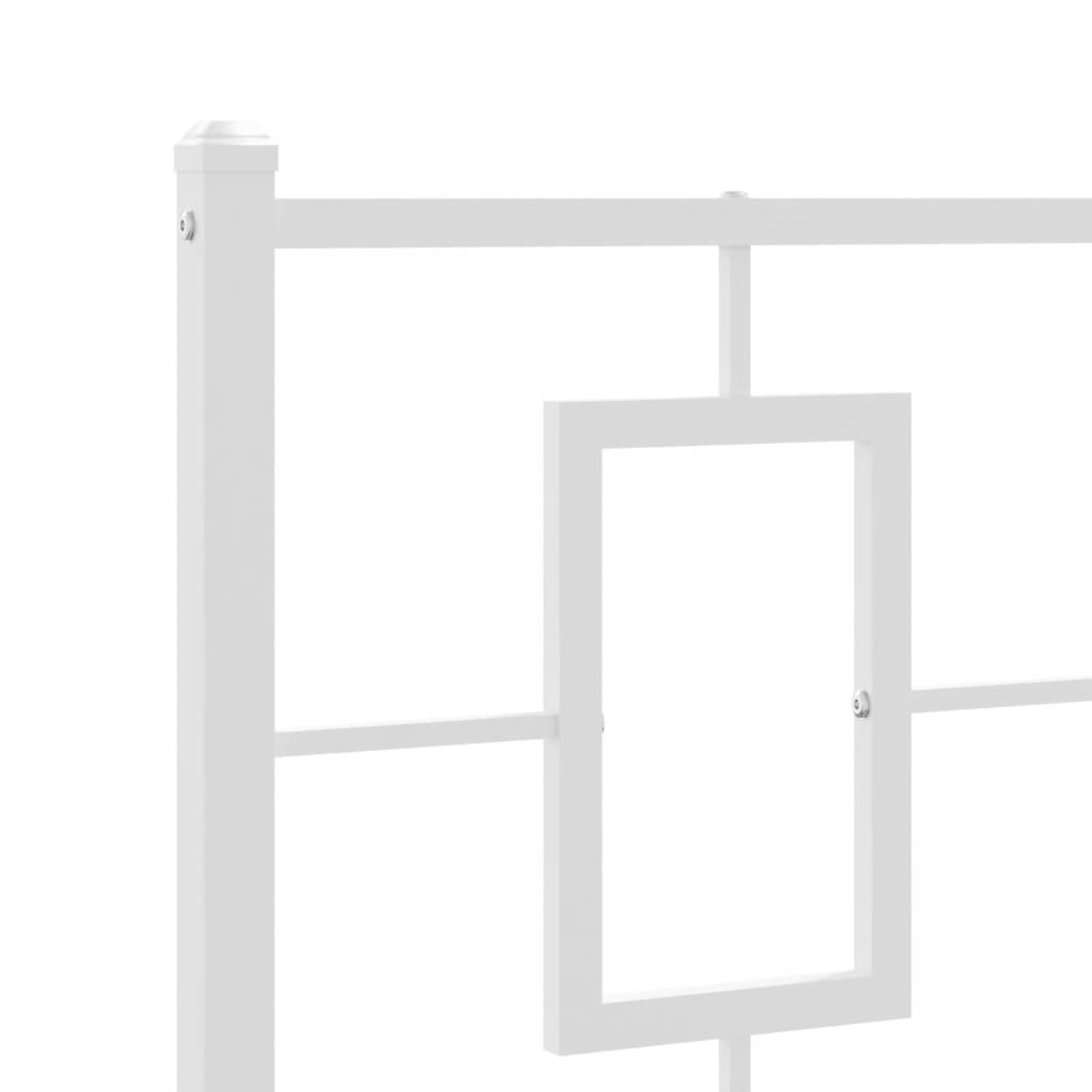 Metal Bed Frame without Mattress with Footboard White 80x200cm