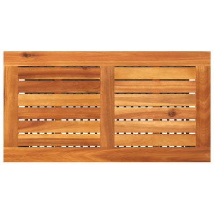 Garden Table Black 70x38x42 cm Poly Rattan Acacia Wood