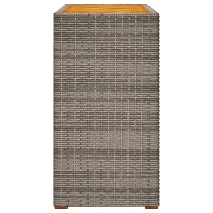 Garden Side Table with Wooden Top Grey 100x40x75 cm Poly Rattan