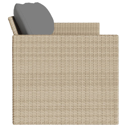 Garden Sofa with Cushions 3-Seater Beige Poly Rattan