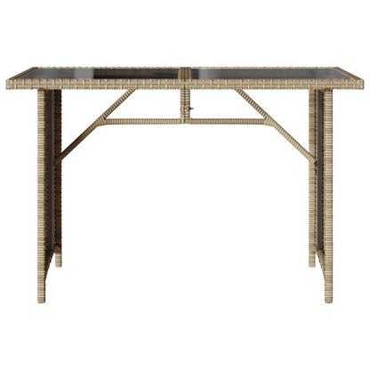 Garden Table with Glass Top Beige 110x68x70 cm Poly Rattan