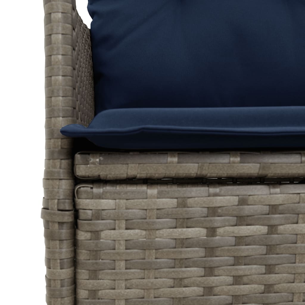 Reclining Garden Sofa 2-Seater with Table Grey Poly Rattan