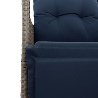 Reclining Garden Sofa 2-Seater with Table Grey Poly Rattan
