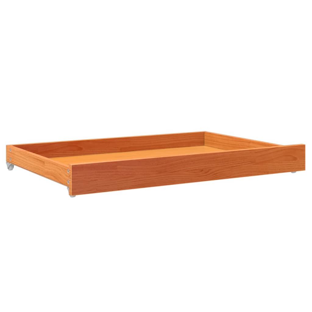 Day Bed Drawers 2 pcs Wax Brown Solid Wood Pine