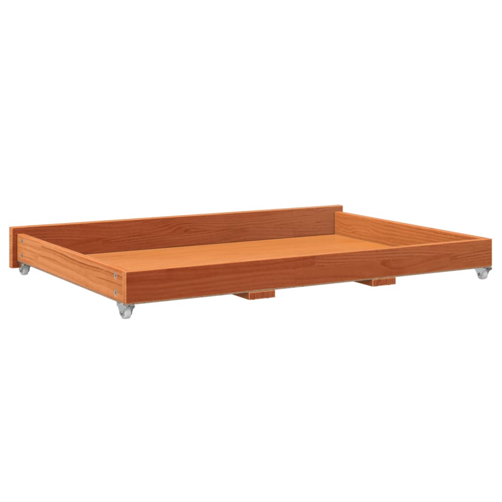 Day Bed Drawers 2 pcs Wax Brown Solid Wood Pine