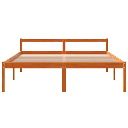 Senior Bed without Mattress Wax Brown 150x200 cm King Size Solid Wood Pine