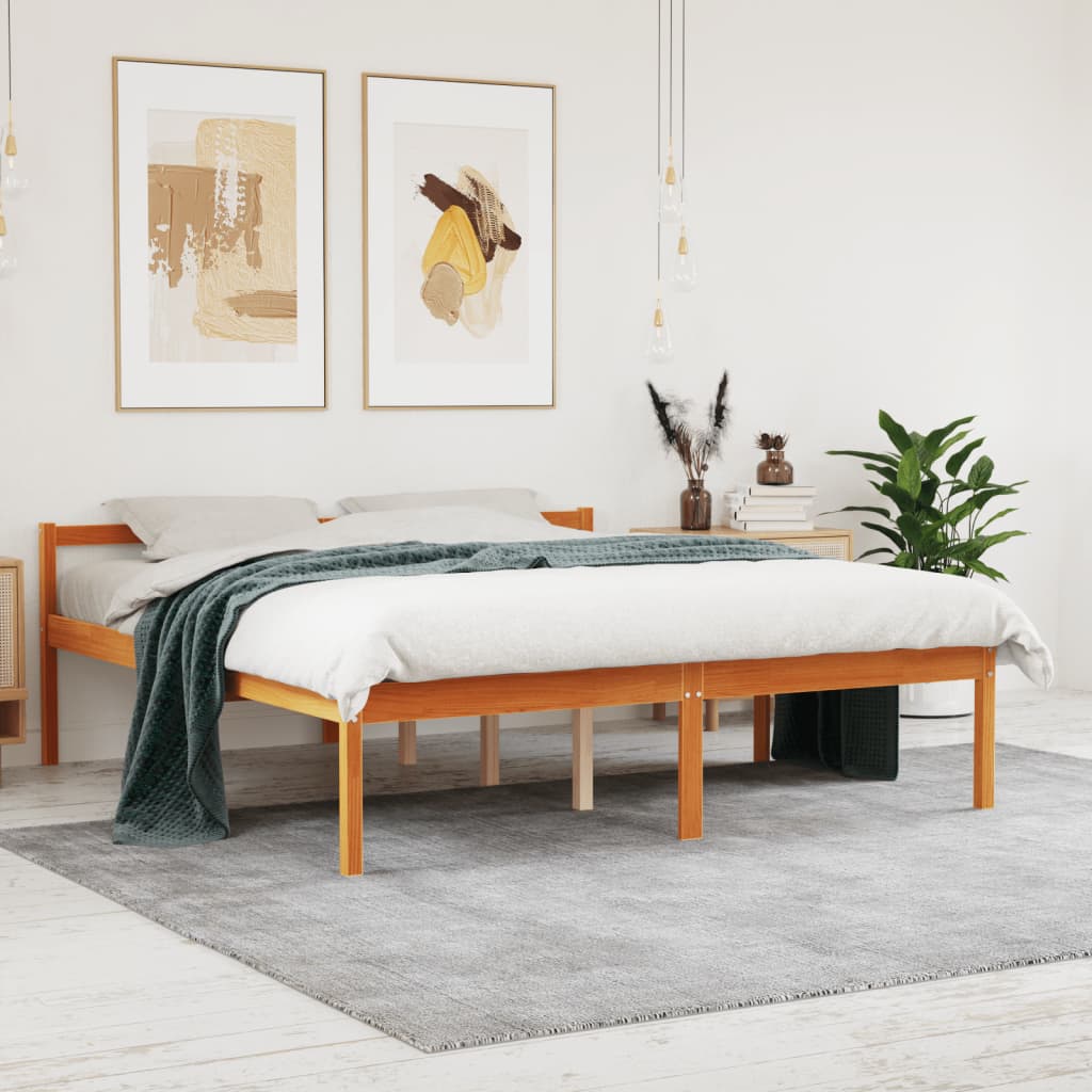 Senior Bed without Mattress Wax Brown 160x200 cm Solid Wood Pine